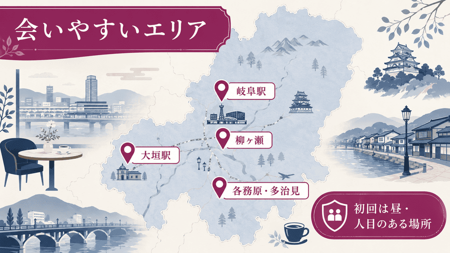 岐阜でママ活相手と会いやすいエリア・お店