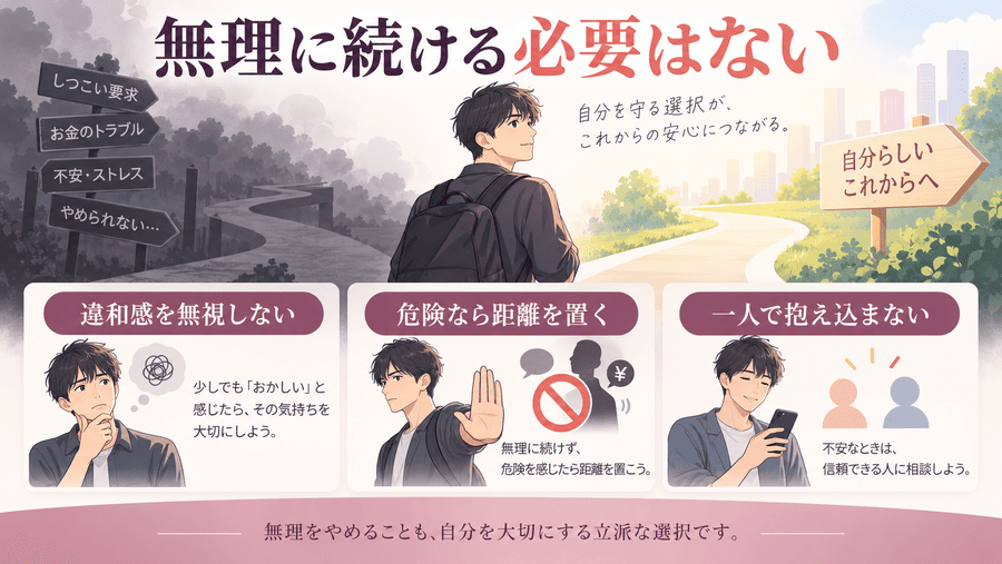 【まとめ】後悔しているなら無理にママ活を続ける必要はない